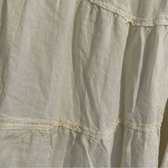 Vintage CP SHADES Cream White Metallic Linen Tiered Maxi Skirt XL - Picture 8 of 12